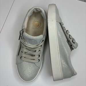 Revitalign Silver Glitter Sneakers Women's Size 6 Lace Up Casual Shoes‎ Zipper
